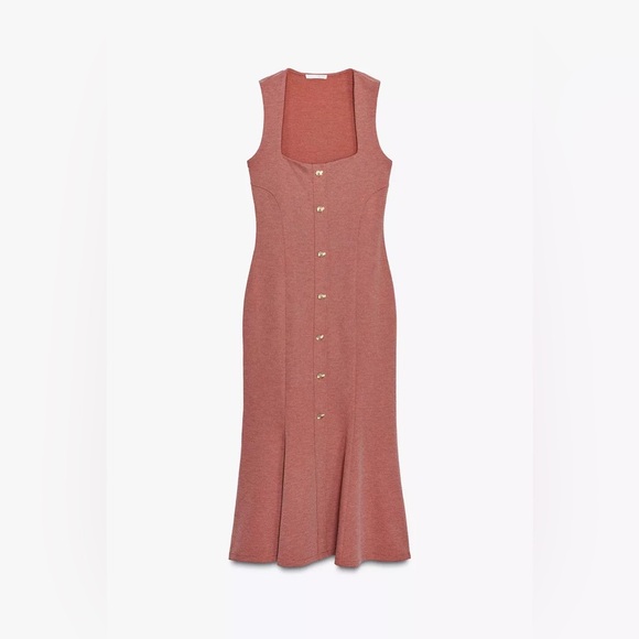 ZARA NWT Buttoned Pique Dress - Picture 4 of 8